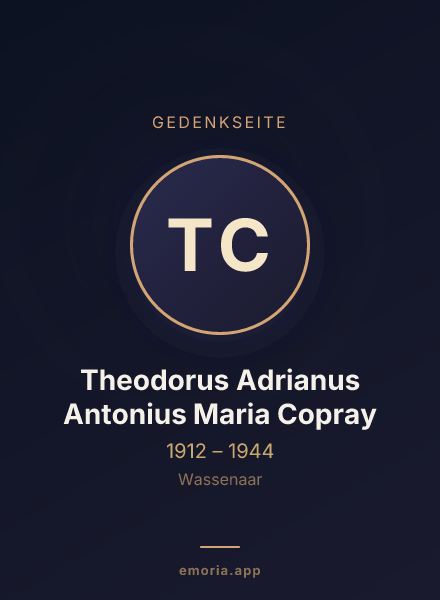 Gedenkportrait von Theodorus Adrianus Antonius Maria Copray