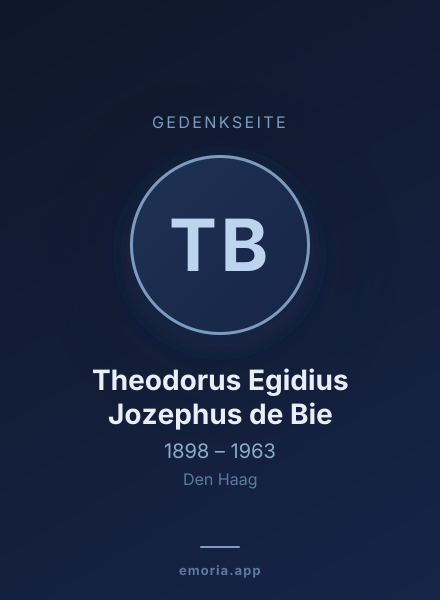 Gedenkportrait von Theodorus Egidius Jozephus de Bie