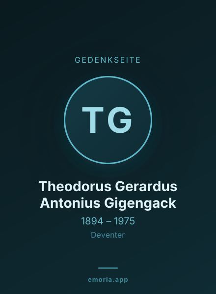 Gedenkportrait von Theodorus Gerardus Antonius Gigengack
