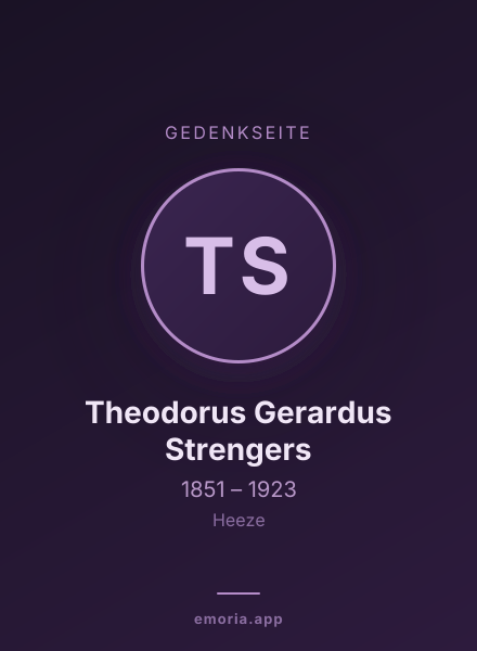Gedenkportrait von Theodorus Gerardus Strengers