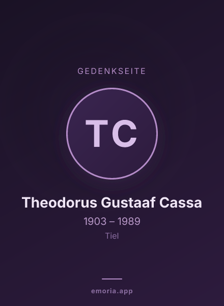 Gedenkportrait von Theodorus Gustaaf Cassa
