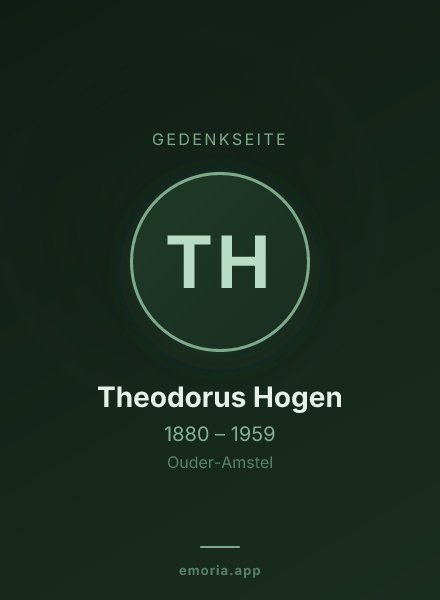 Gedenkportrait von Theodorus Hogen
