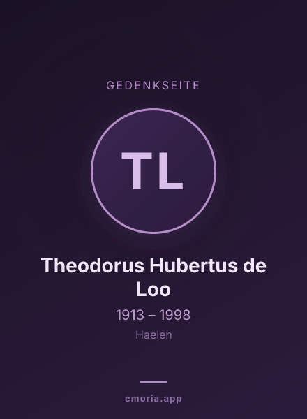 Gedenkportrait von Theodorus Hubertus de Loo