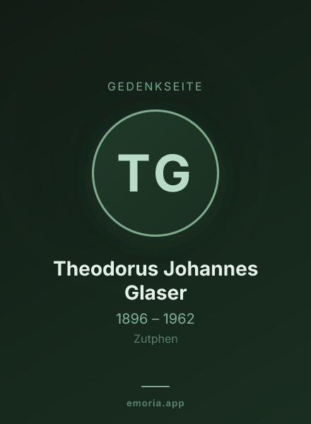 Gedenkportrait von Theodorus Johannes Glaser