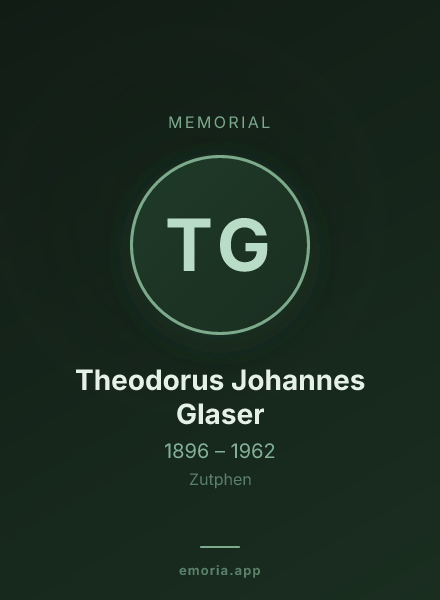 Memorial portrait of Theodorus Johannes Glaser