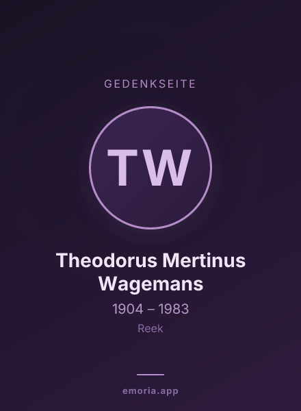 Gedenkportrait von Theodorus Mertinus Wagemans