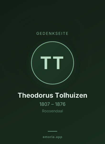Gedenkportrait von Theodorus Tolhuizen