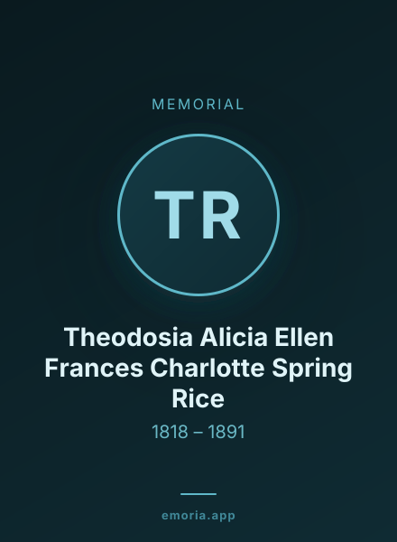Memorial portrait of Theodosia Alicia Ellen Frances Charlotte Spring Rice