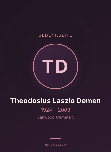 Gedenkportrait von Theodosius Laszlo Demen