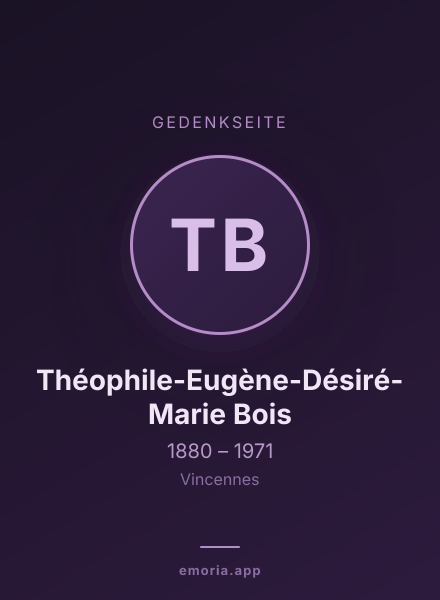 Gedenkportrait von Théophile-Eugène-Désiré-Marie Bois