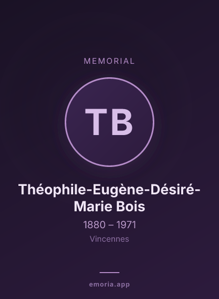 Memorial portrait of Théophile-Eugène-Désiré-Marie Bois
