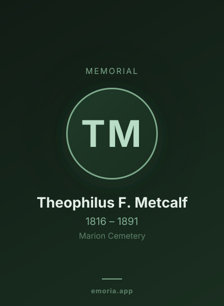 Memorial portrait of Theophilus F. Metcalf
