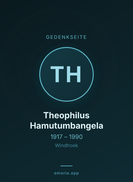 Gedenkportrait von Theophilus Hamutumbangela