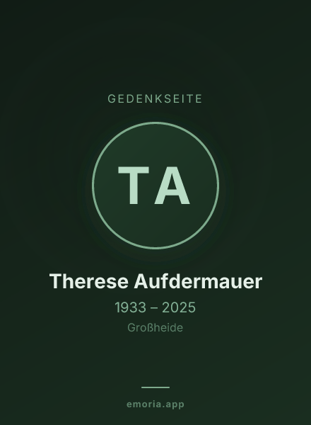 Gedenkportrait von Therese Aufdermauer