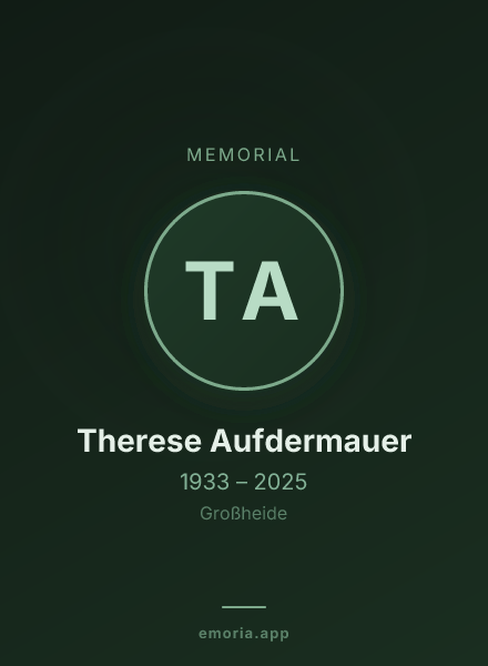 Memorial portrait of Therese Aufdermauer