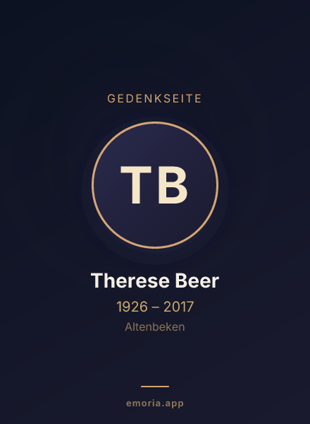 Gedenkportrait von Therese Beer