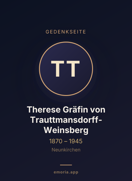 Gedenkportrait von Therese Gräfin von Trauttmansdorff-Weinsberg