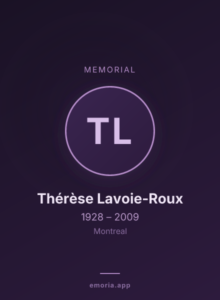 Memorial portrait of Thérèse Lavoie-Roux