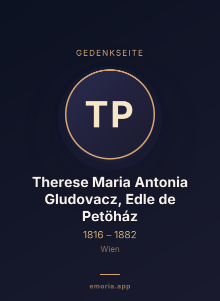 Gedenkportrait von Therese Maria Antonia Gludovacz, Edle de Petöház