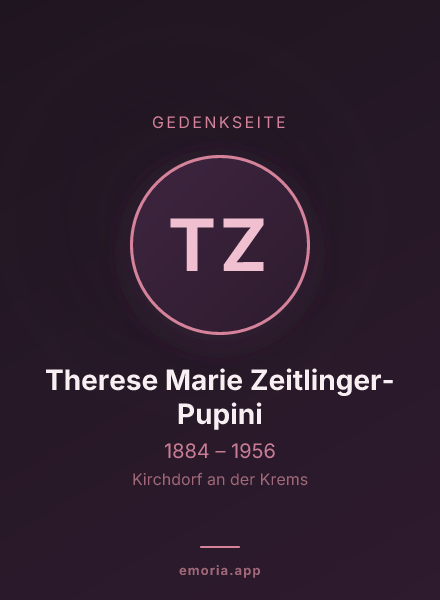 Gedenkportrait von Therese Marie Zeitlinger-Pupini