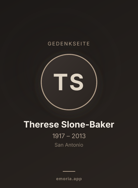 Gedenkportrait von Therese Slone-Baker
