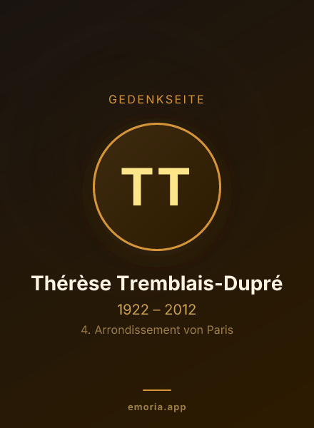 Gedenkportrait von Thérèse Tremblais-Dupré