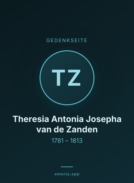 Gedenkportrait von Theresia Antonia Josepha van de Zanden