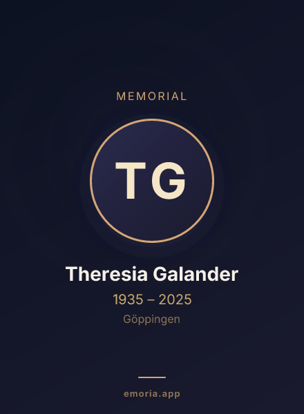 Memorial portrait of Theresia Galander