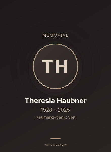 Memorial portrait of Theresia Haubner