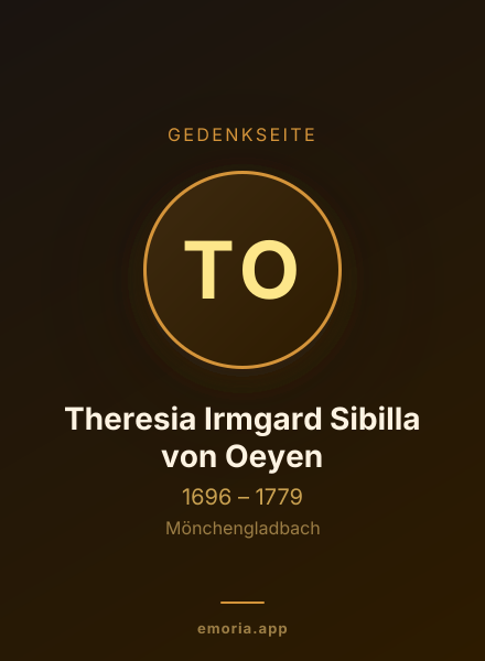 Gedenkportrait von Theresia Irmgard Sibilla von Oeyen