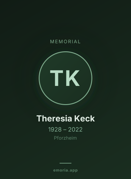 Memorial portrait of Theresia Keck