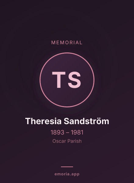 Memorial portrait of Theresia Sandström