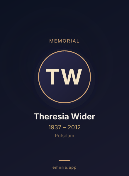 Memorial portrait of Theresia Wider