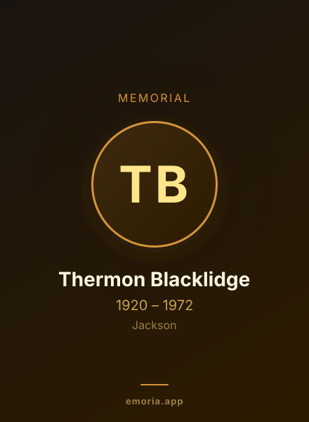 Memorial portrait of Thermon Blacklidge