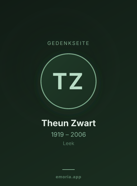 Gedenkportrait von Theun Zwart