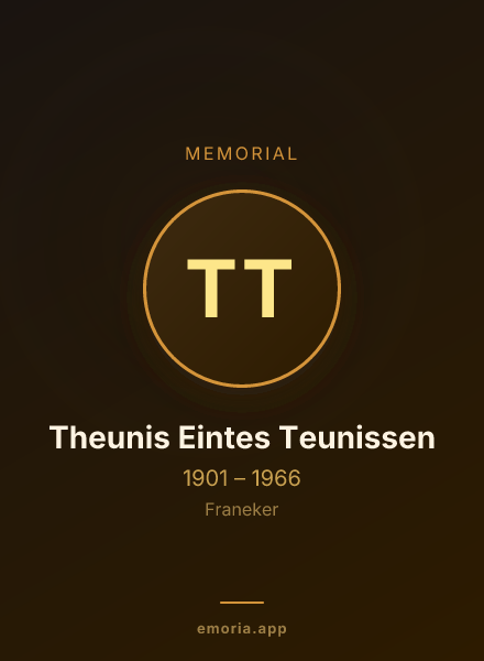 Memorial portrait of Theunis Eintes Teunissen
