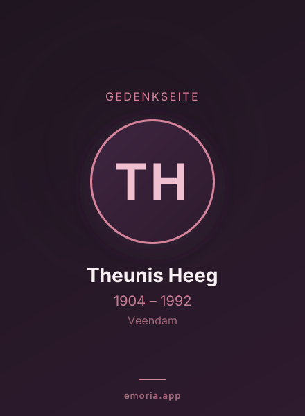 Gedenkportrait von Theunis Heeg