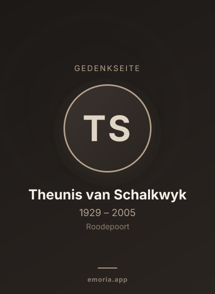 Gedenkportrait von Theunis van Schalkwyk