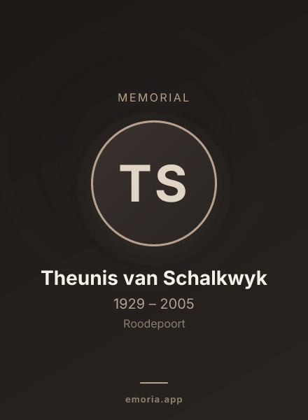 Memorial portrait of Theunis van Schalkwyk