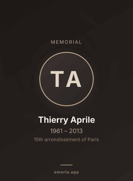 Memorial portrait of Thierry Aprile