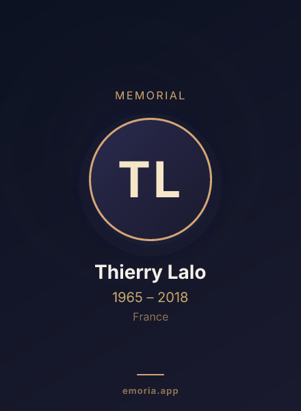 Memorial portrait of Thierry Lalo
