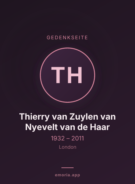 Gedenkportrait von Thierry van Zuylen van Nyevelt van de Haar