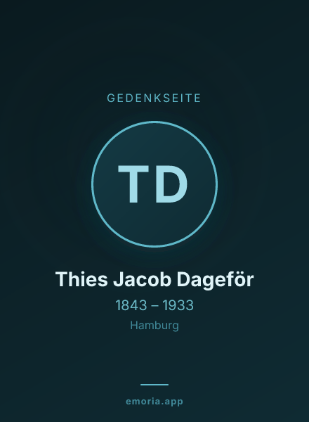 Gedenkportrait von Thies Jacob Dageför
