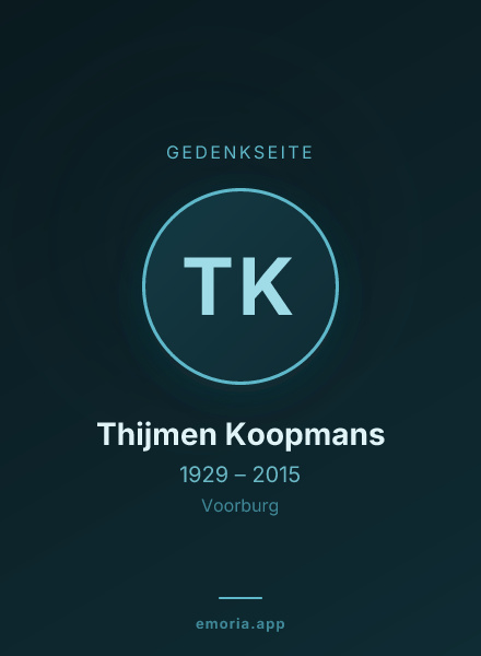 Gedenkportrait von Thijmen Koopmans