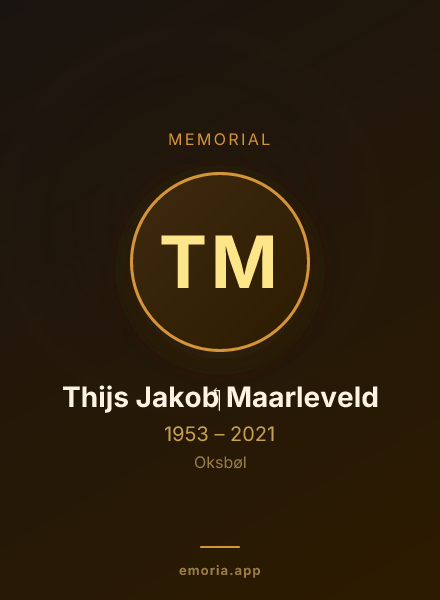 Memorial portrait of Thijs Jakob‏ Maarleveld
