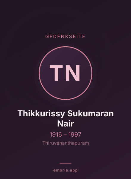 Gedenkportrait von Thikkurissy Sukumaran Nair