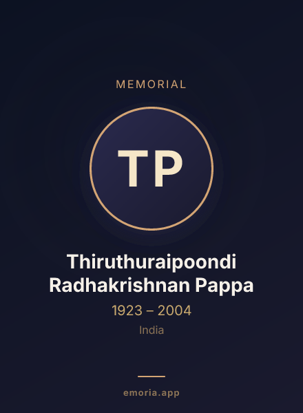 Memorial portrait of Thiruthuraipoondi Radhakrishnan Pappa
