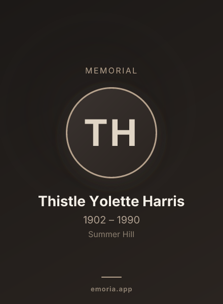 Memorial portrait of Thistle Yolette Harris