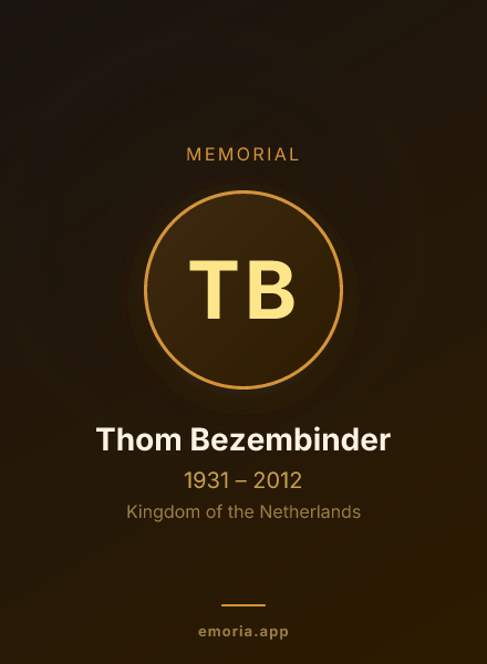 Memorial portrait of Thom Bezembinder