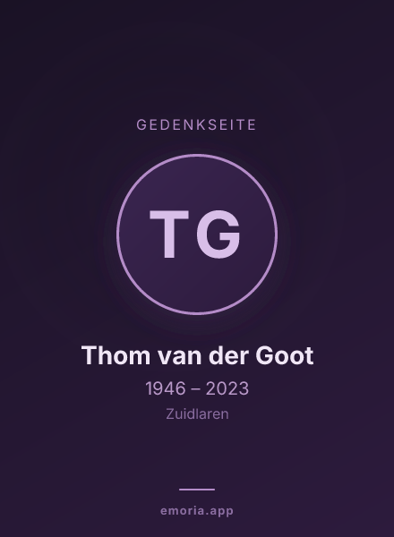 Gedenkportrait von Thom van der Goot